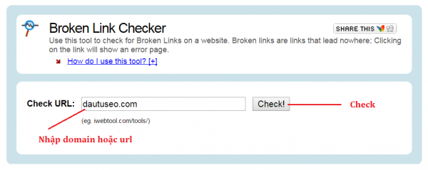 Broken Link Checker - Iwebtool - input